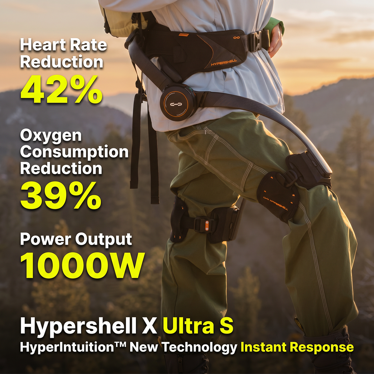 Hypershell X Ultra S: 1000 W output, 42% heart rate reduction, 39% less oxygen consumption